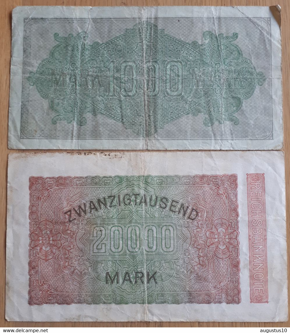 2 X DUITSLAND :  1000 REICHSBANKNOTE 1922 + SCHAARSE 20000 MARK 1923 T.SCHMIDT Nr76 & 85 - 20000 Mark