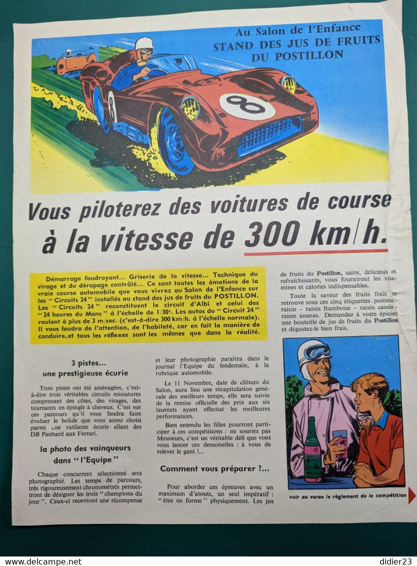 PUBLICITE JUS DE FRUIST POSTILLON SALON DE L'ENFANCE  AUTOMOBILE CIRCUIT 24 ALBI - Alcools