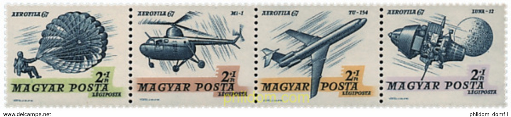 325325 MNH HUNGRIA 1967 EXPOSICION INTERNACIONAL DE AEROFILATELIA - Fallschirmspringen