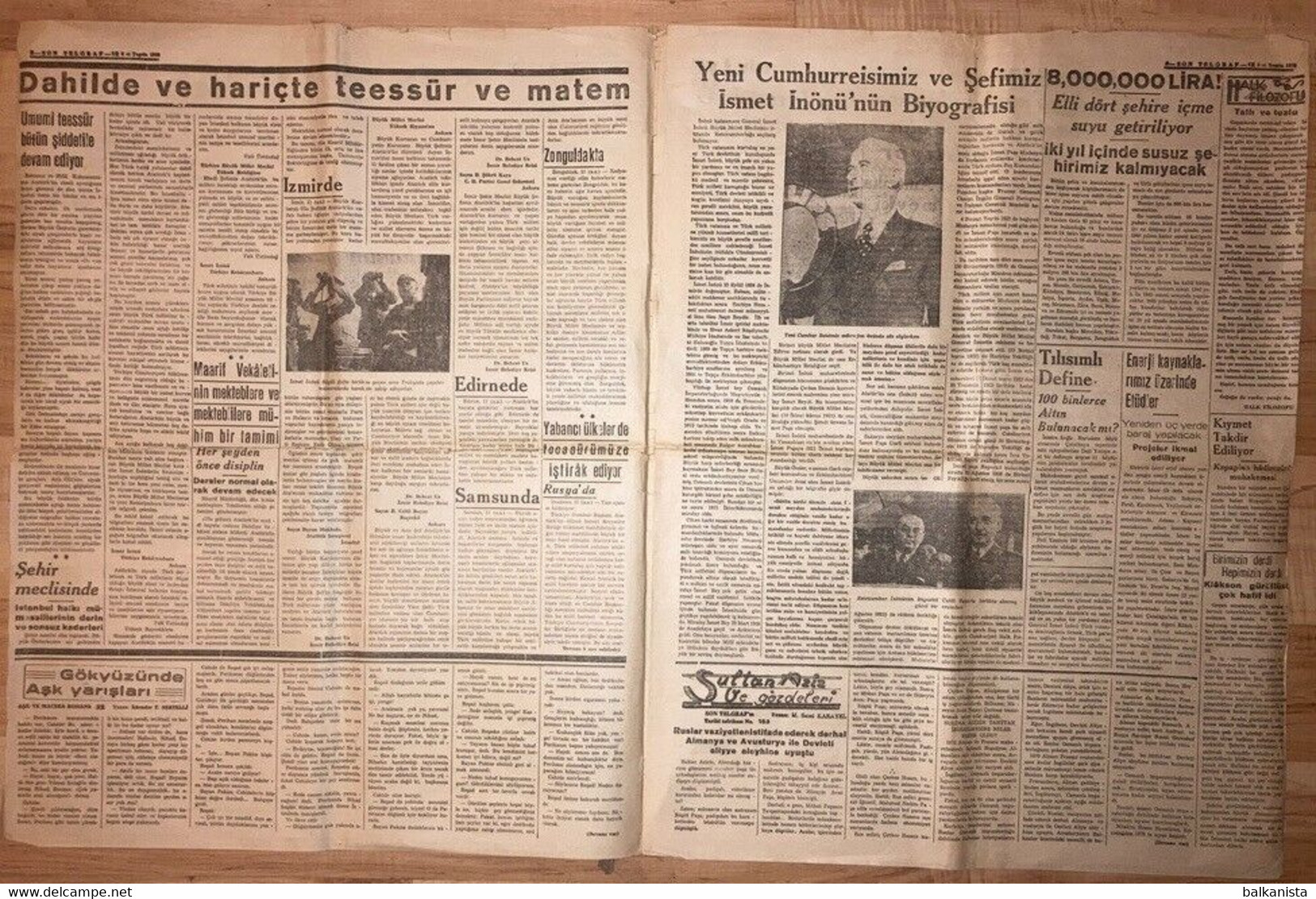 MUSTAFA KEMAL ATATURK FUNERAL - NEWSPAPER SON TELGRAF 12 November 1938 - Informations Générales