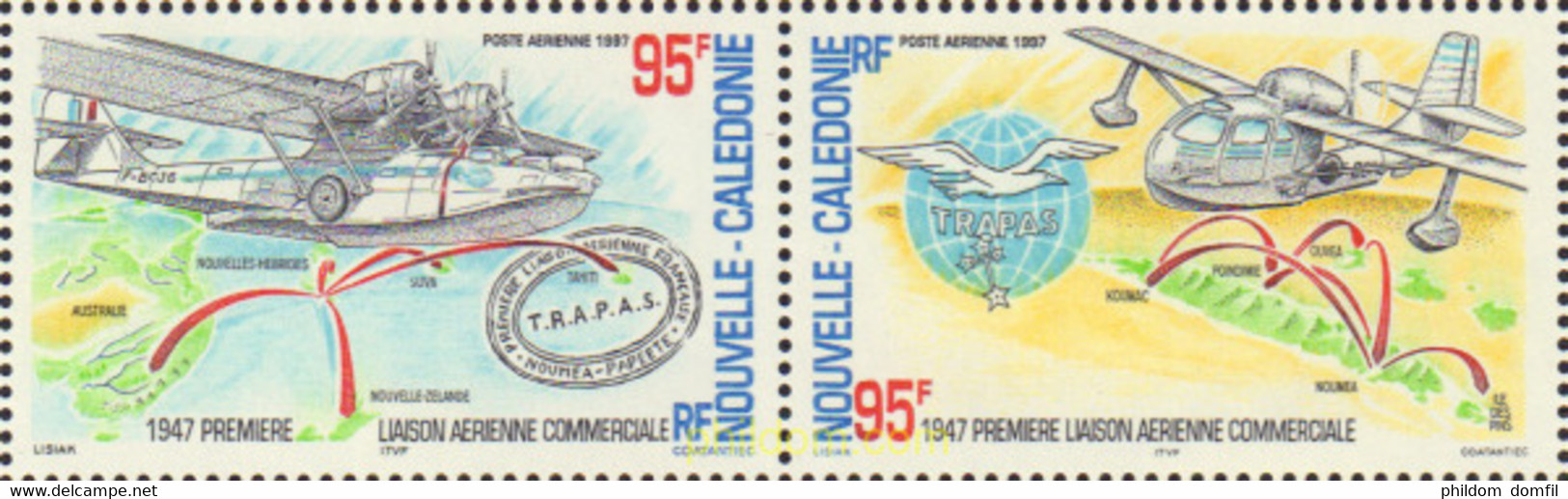 571768 MNH NUEVA CALEDONIA 1997 50 ANIVERSARIO DEL PRIMER ENLACE AEREO - Gebruikt