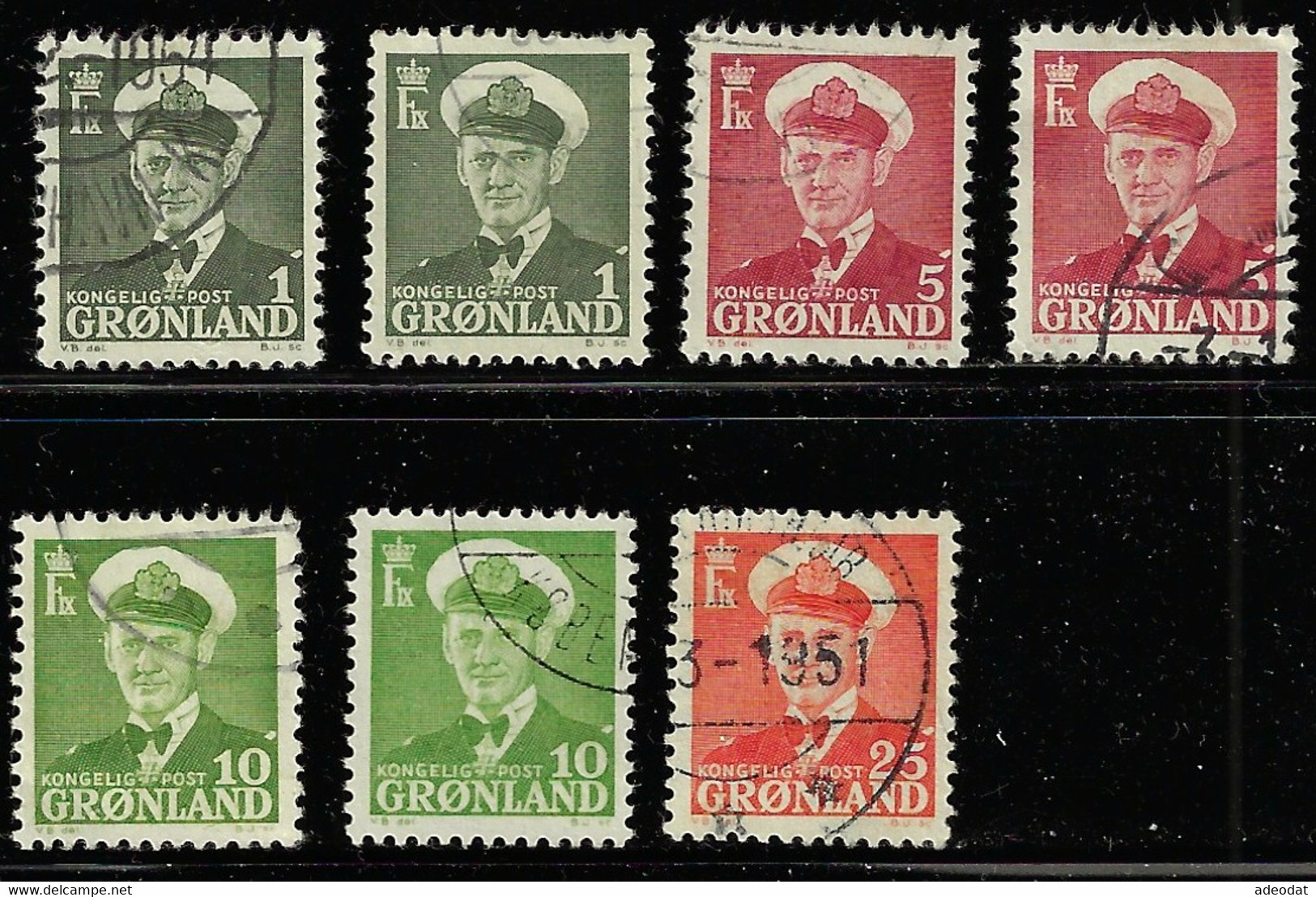 GREENLAND 1950-60 SCOTT 28-30,32 USED - Used Stamps