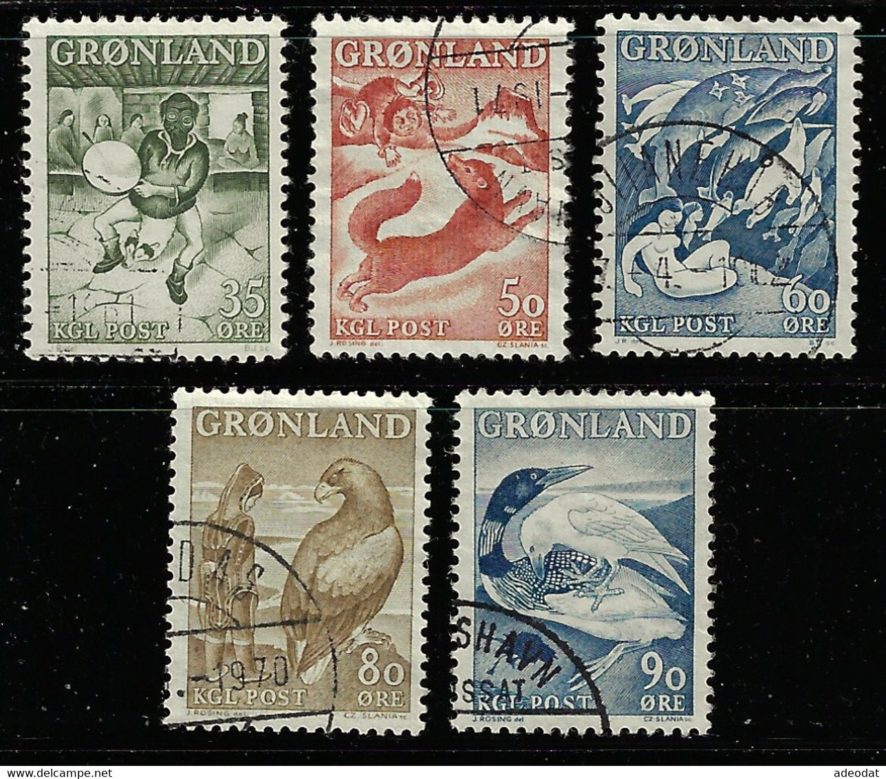 GREENLAND 1957-59 SCOTT  41-45 USED - Used Stamps