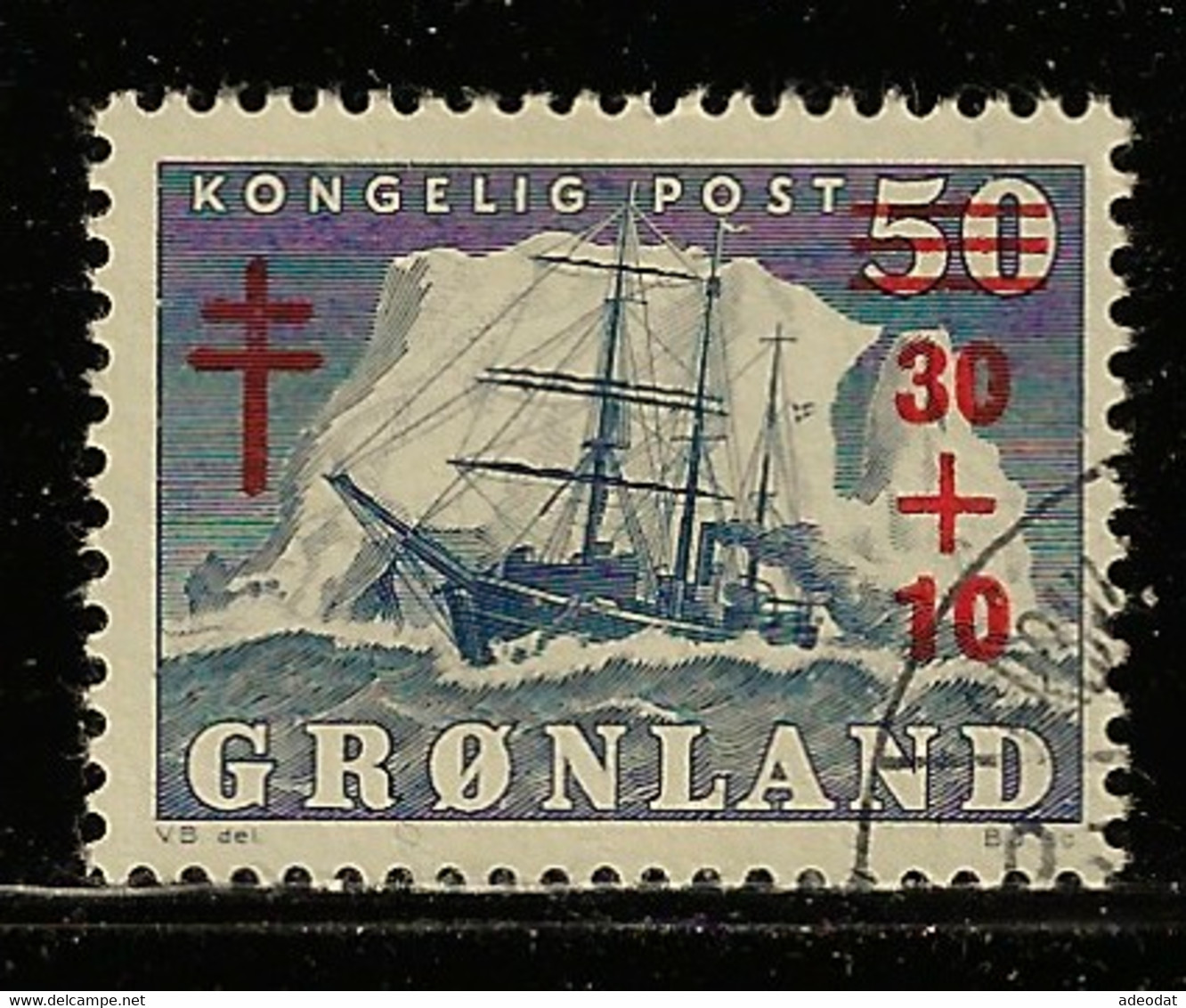 GREENLAND 1958 SCOTT SEMI-POSTAL  B1  USED - Usati