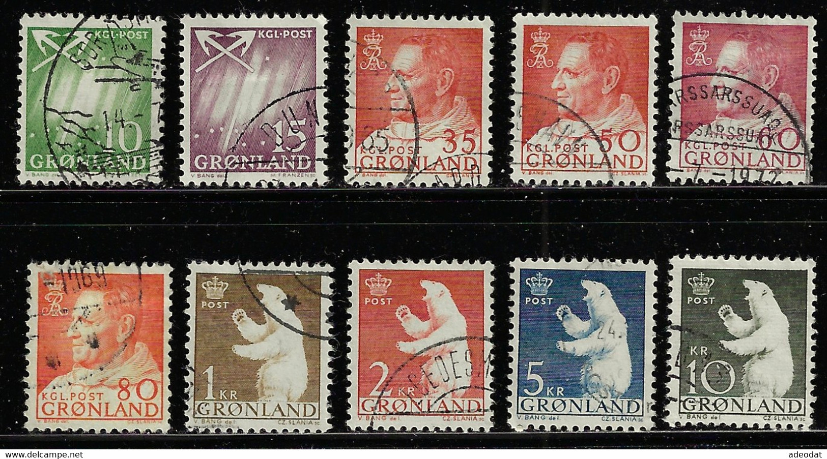 GREENLAND 1963-68 SCOTT 50,52,56,59-63 USED - Used Stamps