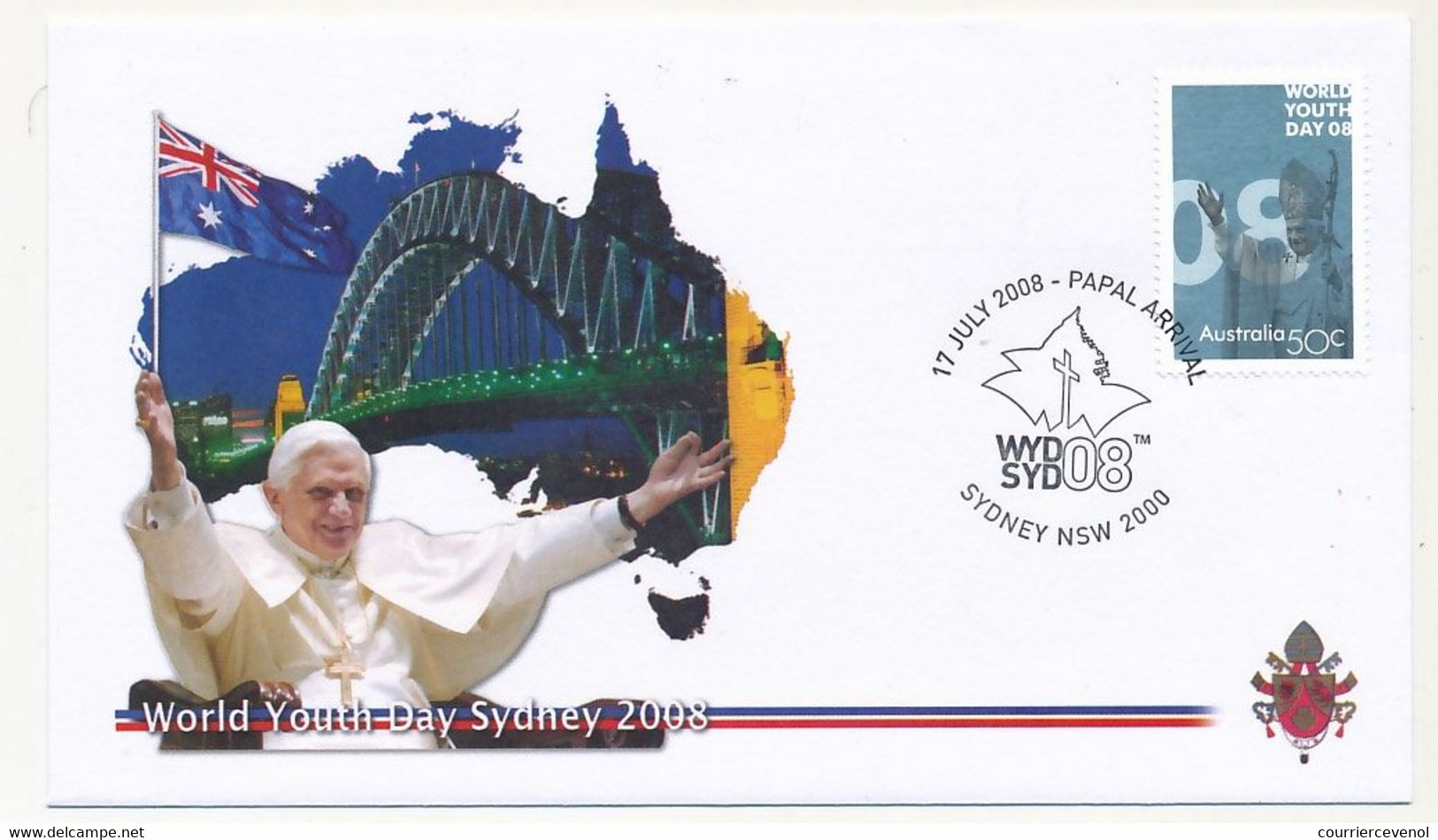 AUSTRALIE - 6 Enveloppes Illustrées Pape Benoit XVI - Journées Mondiales De La Jeunesse - SYDNEY 15 Au 20 Juillet 2000 - Postmark Collection