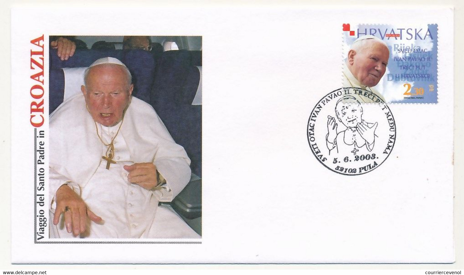 CROATIE - 12 enveloppes illustrées Pape Jean Paul II - Voyage en Croatie - 2003