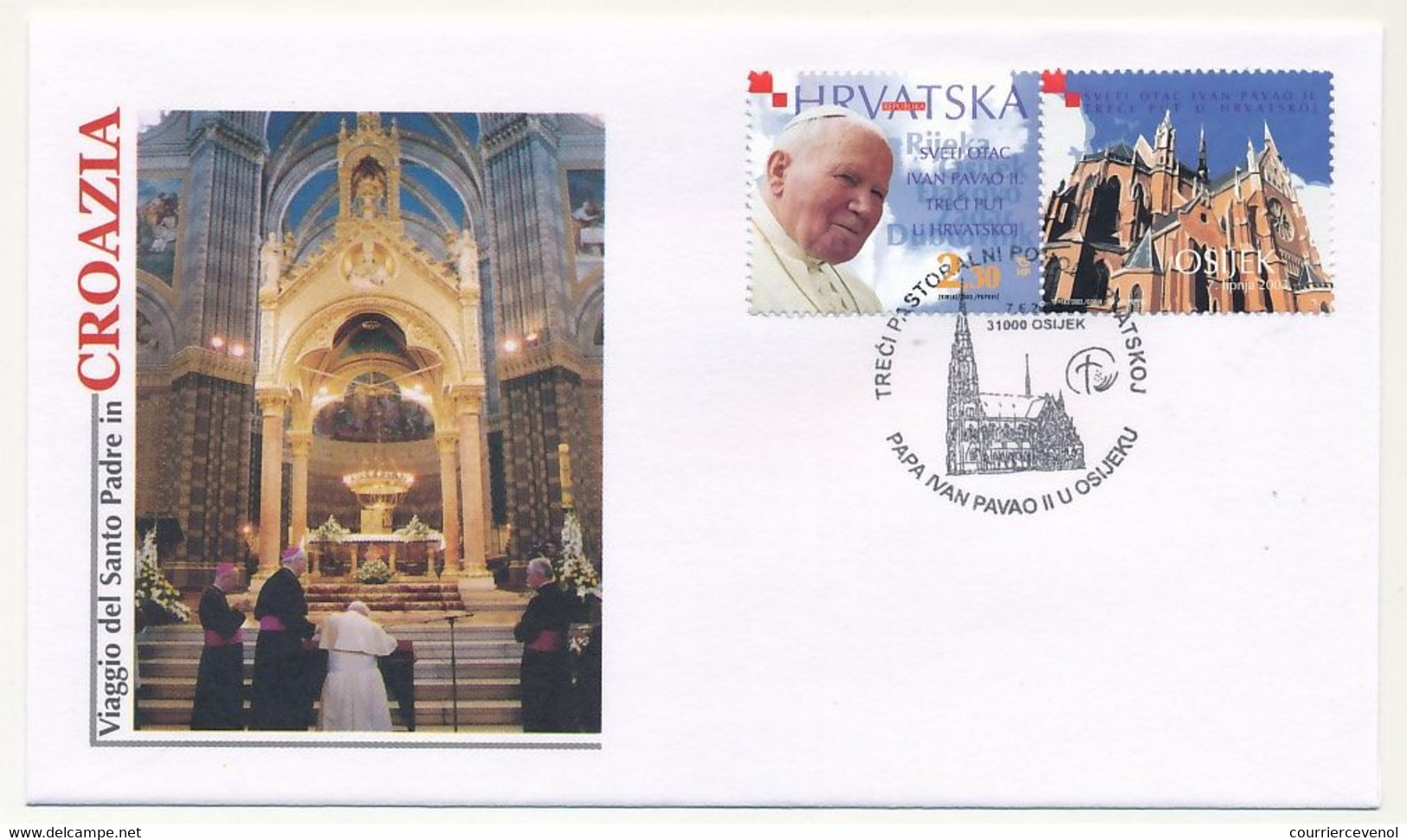 CROATIE - 12 enveloppes illustrées Pape Jean Paul II - Voyage en Croatie - 2003