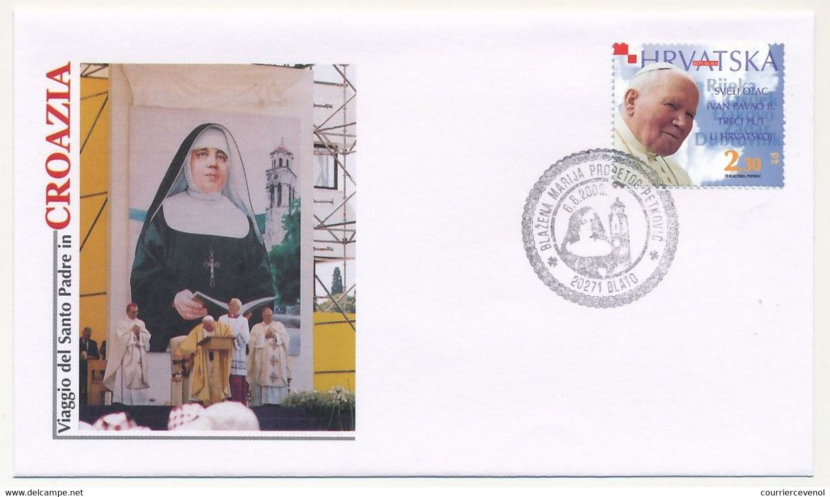 CROATIE - 12 enveloppes illustrées Pape Jean Paul II - Voyage en Croatie - 2003