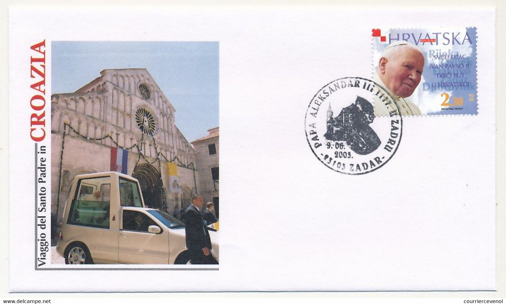 CROATIE - 12 enveloppes illustrées Pape Jean Paul II - Voyage en Croatie - 2003