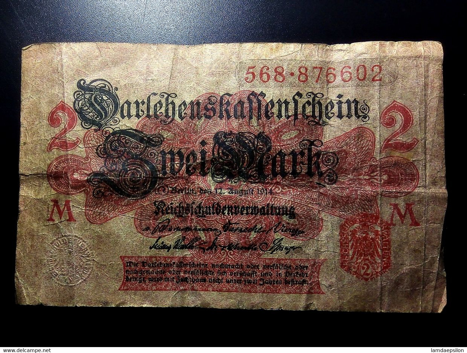 A7  ALLEMAGNE   BILLETS DU MONDE     GERMANY BANKNOTES  2  MARK 1914 - Collections