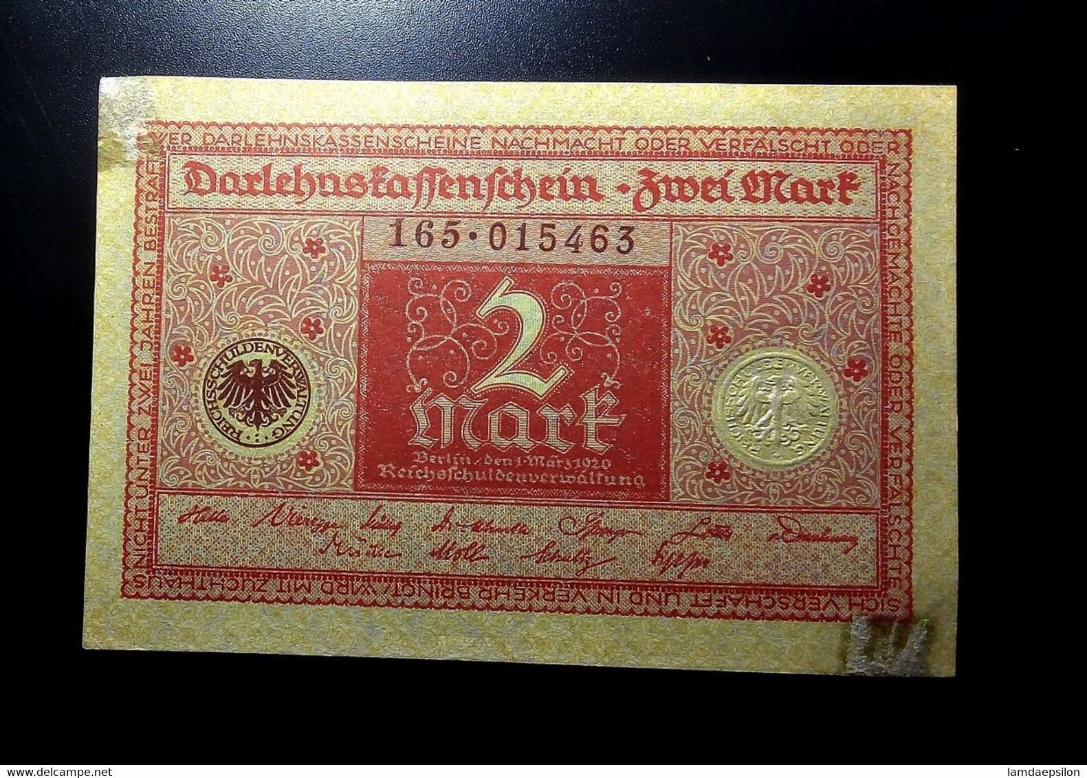 A7  ALLEMAGNE   BILLETS DU MONDE     GERMANY BANKNOTES  2  MARK 1920 - Sammlungen