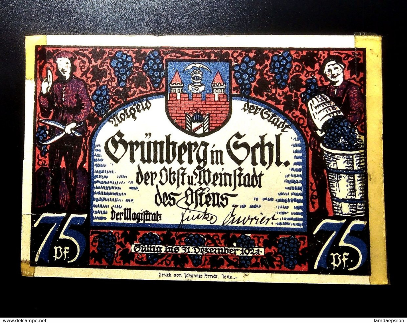 A7  ALLEMAGNE   BILLETS DU MONDE     GERMANY BANKNOTES  75 PFENNIG City Of Bad Sulza (Thuringia) 1921 - Collezioni