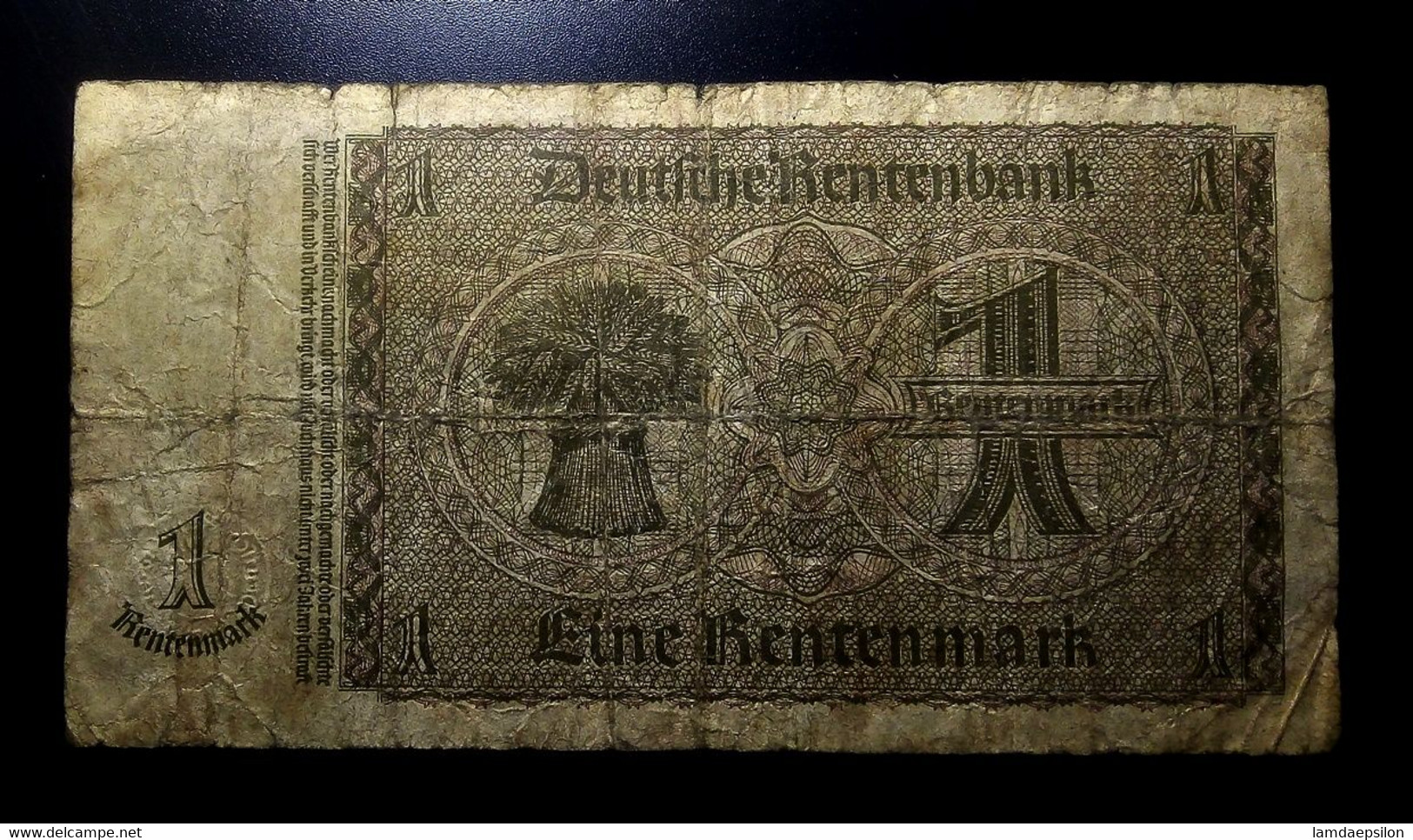 A7  ALLEMAGNE   BILLETS DU MONDE     GERMANY   BANKNOTES  1  RENTENMARK  1937 - Verzamelingen