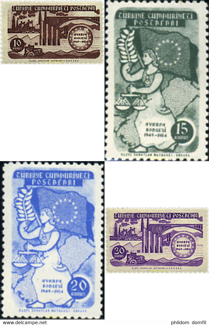 42488 MNH TURQUIA 1954 5 ANIVERSARIO DEL CONSEJO DE EUROPA - ...-1858 Prephilately