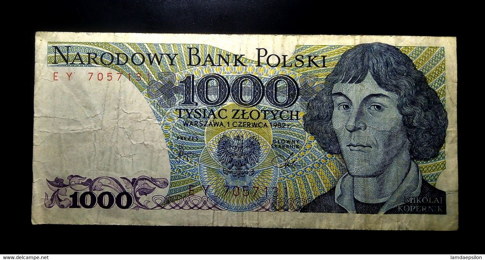 A7  POLOGNE   BILLETS DU MONDE     POLAND   BANKNOTES  1000  ZLOTYCH 1982 - Pologne