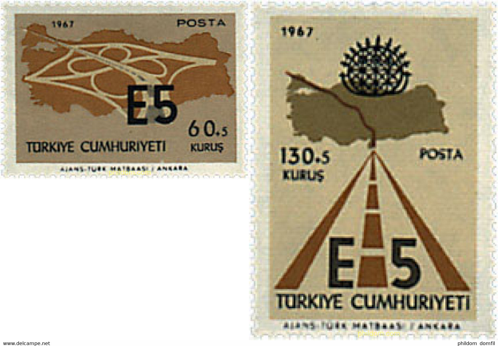 42527 MNH TURQUIA 1967 CARRETERA EUROPEA E 5 - Collections, Lots & Séries