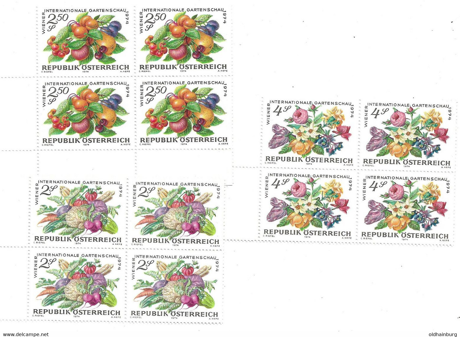 4166b: Österreich 1974, Wiener Internationale Gartenschau, Obst, Blumen, Gemüse, Postlegende, **/o Und Bogenteil - Legumbres