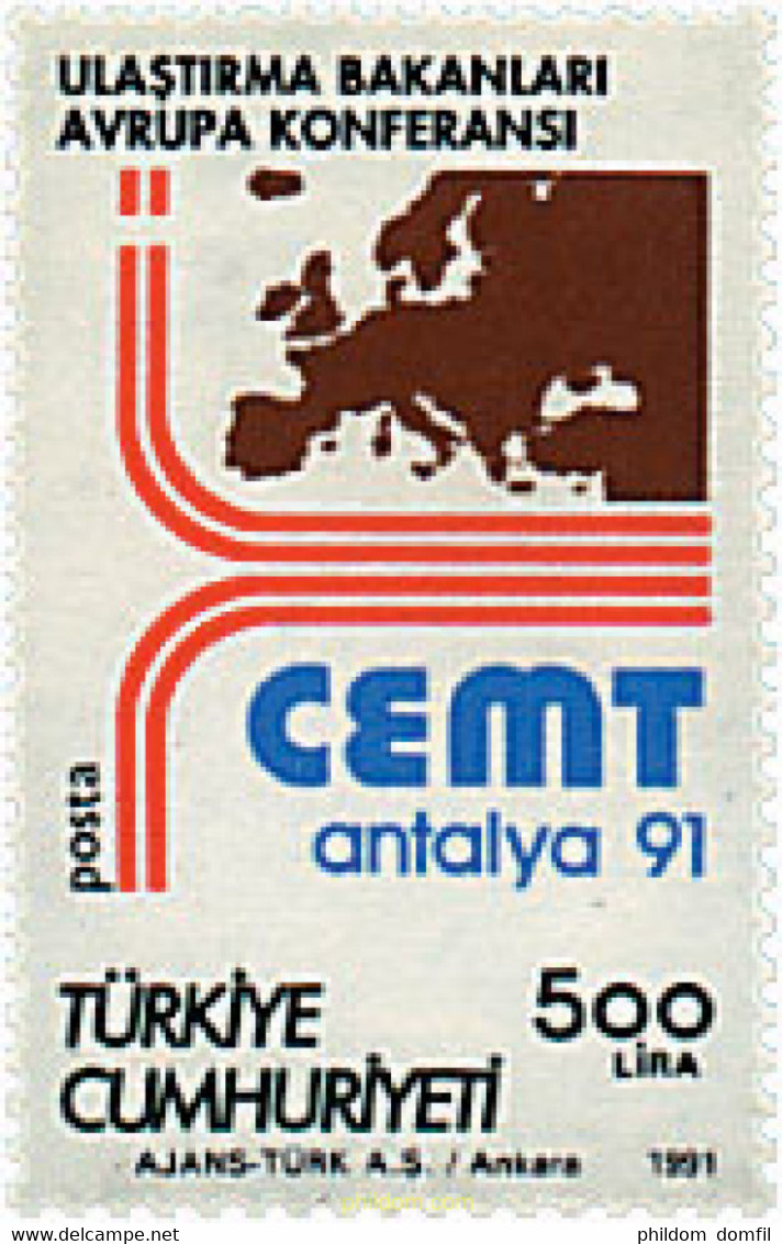 59351 MNH TURQUIA 1991 CONFERENCIA DE MINISTROS EUROPEOS DE TRANSPORTES - Collections, Lots & Séries