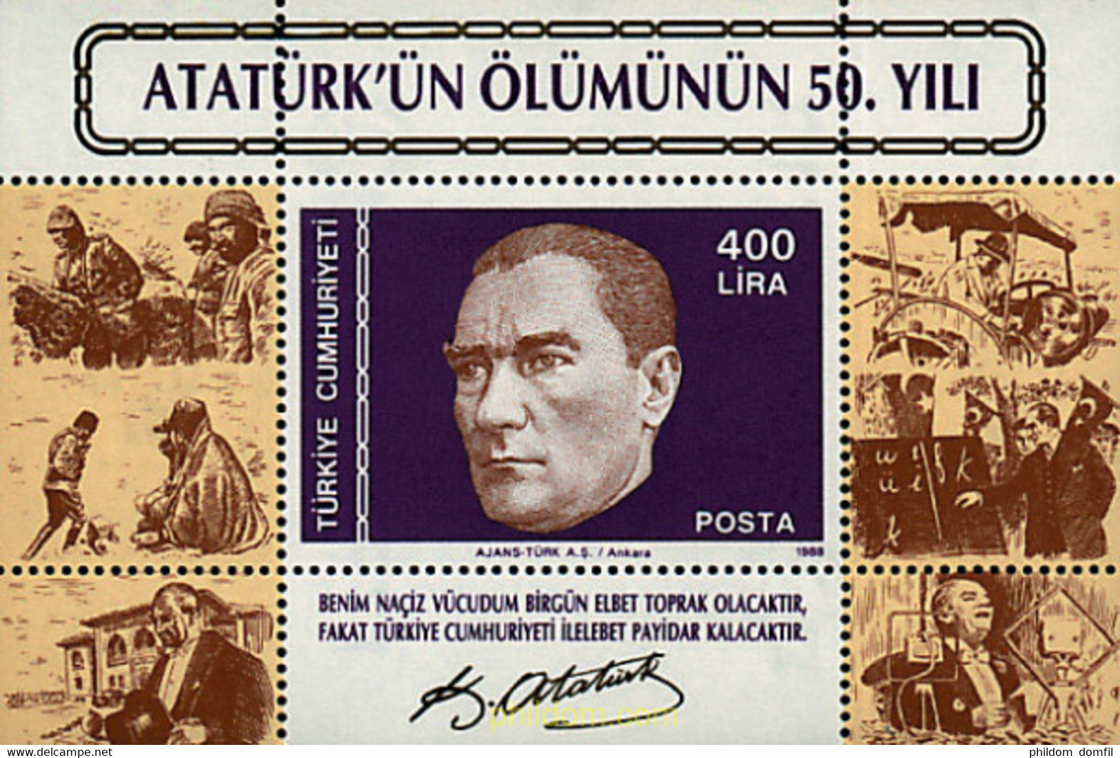 42557 MNH TURQUIA 1988 50 ANIVERSARIO DE LA MUERTE DE KEMAL ATATURK - Collections, Lots & Séries