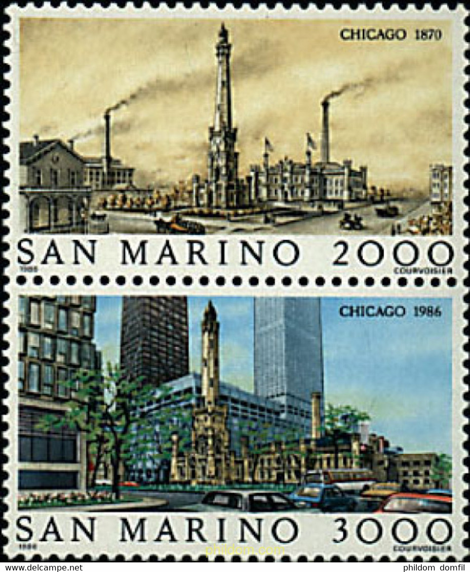 5822 MNH SAN MARINO 1986 LAS GRANDES CIUDADES DEL MUNDO. CHICAGO - Oblitérés