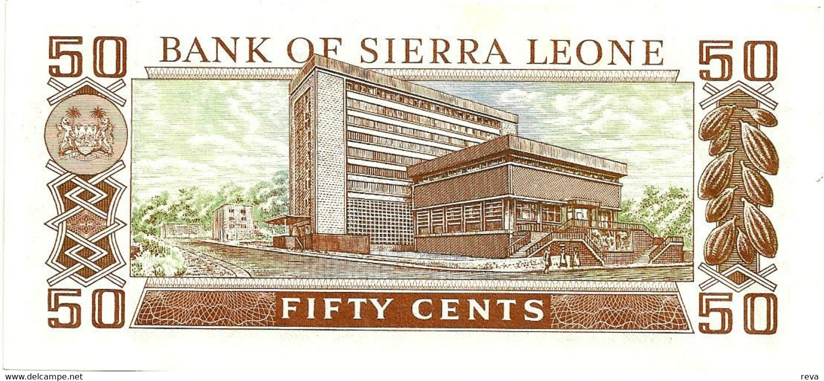 SIERRA LEONE 50 CENTS BROWN MAN FRONT BUILDING  BACK DATED (04-08-1984) UNC P.4e READ DESCRIPTION - Sierra Leone