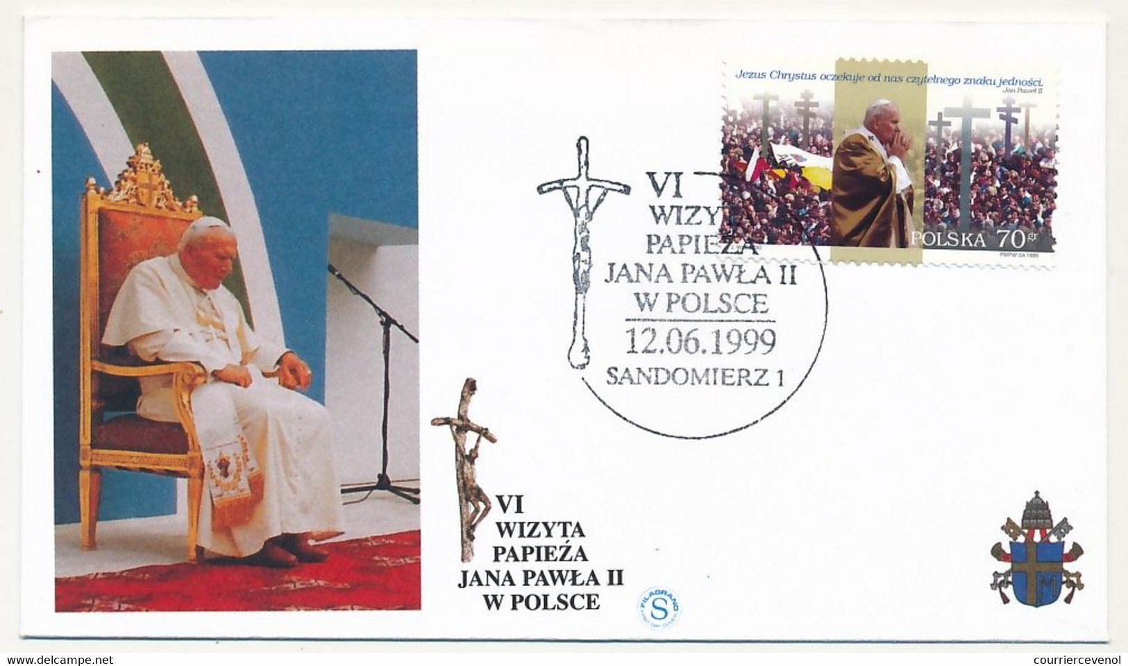 POLOGNE - 8 enveloppes illustrées - Voyage du Pape Jean Paul II en Pologne - Juin 1999