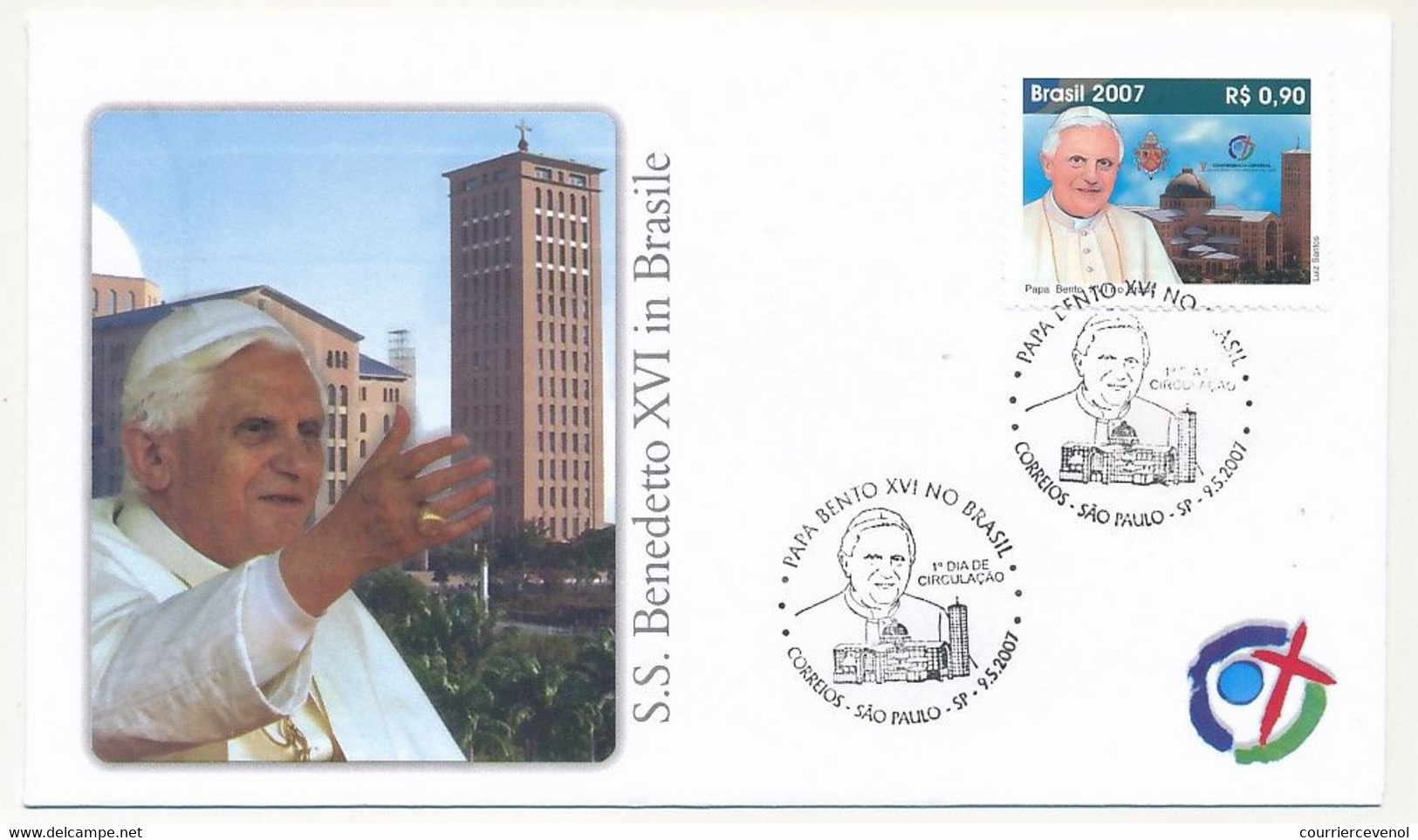 BRESIL - 7 Enveloppes Illustrées - Voyage Du Pape Benoit XVI Au Brésil - 2007 - Briefe U. Dokumente