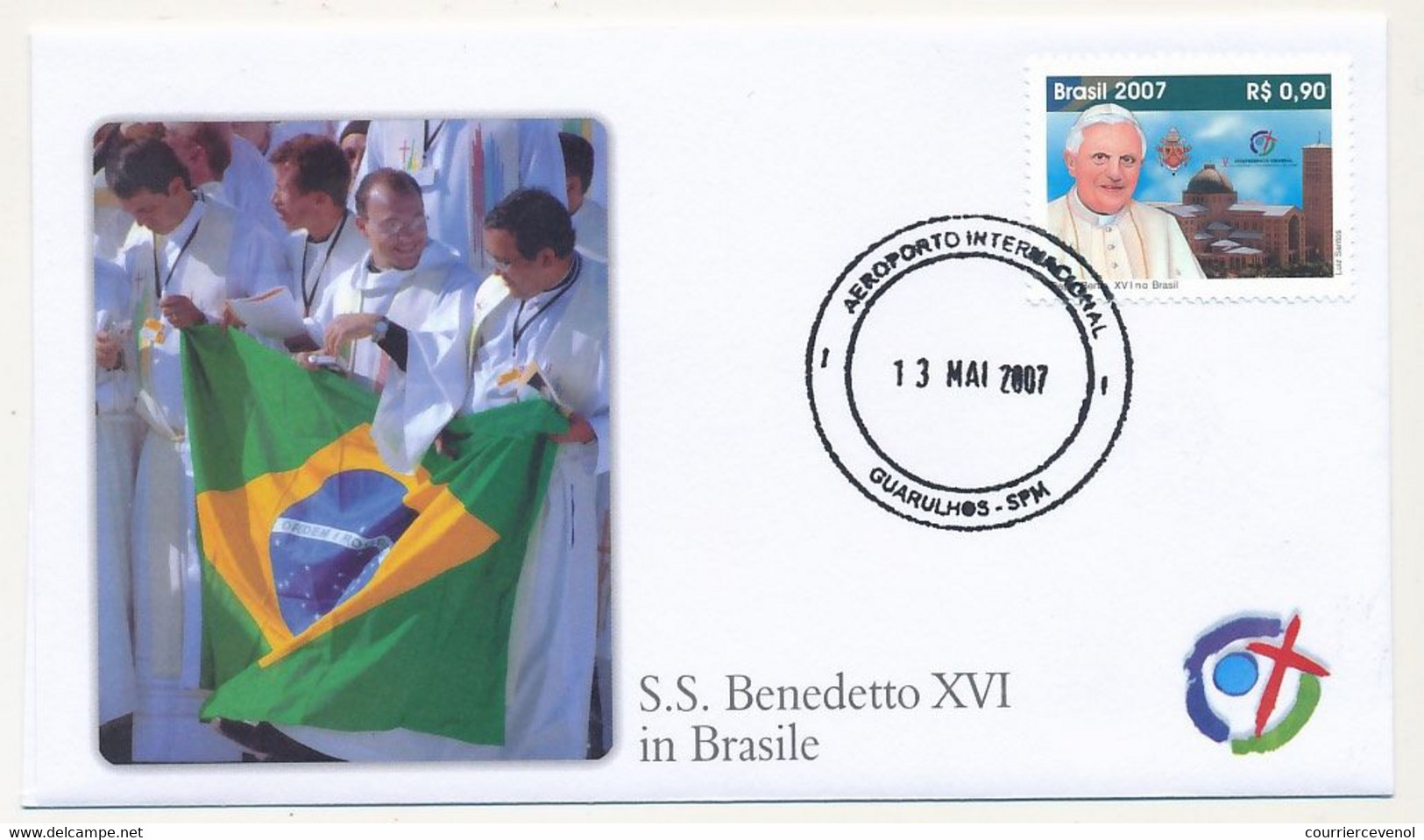 BRESIL - 7 Enveloppes Illustrées - Voyage Du Pape Benoit XVI Au Brésil - 2007 - Brieven En Documenten