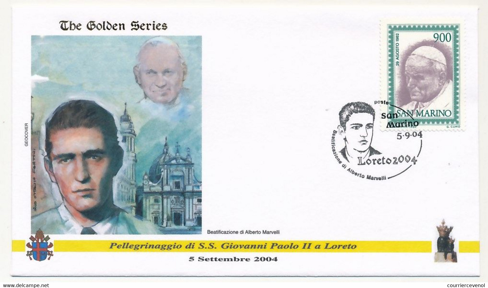 SAINT MARIN - 1 Enveloppe Illustrée - Voyage Du Pape Jean Paul II à Loreto - 9/9/2004 - Storia Postale