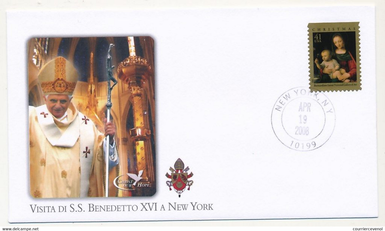 ETATS UNIS - 5 Env. Illustrées - Voyage Du Pape Benoit XVI Aux Etats Unis (Washington, New-York, Ground Zero, ONU - 2008 - Cartas & Documentos