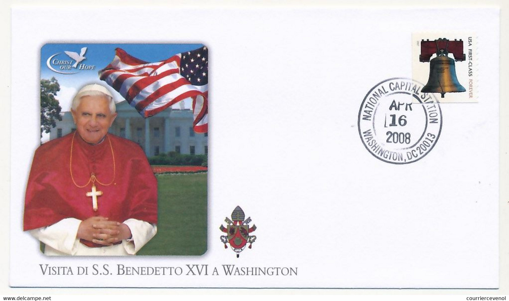 ETATS UNIS - 5 Env. Illustrées - Voyage Du Pape Benoit XVI Aux Etats Unis (Washington, New-York, Ground Zero, ONU - 2008 - Briefe U. Dokumente