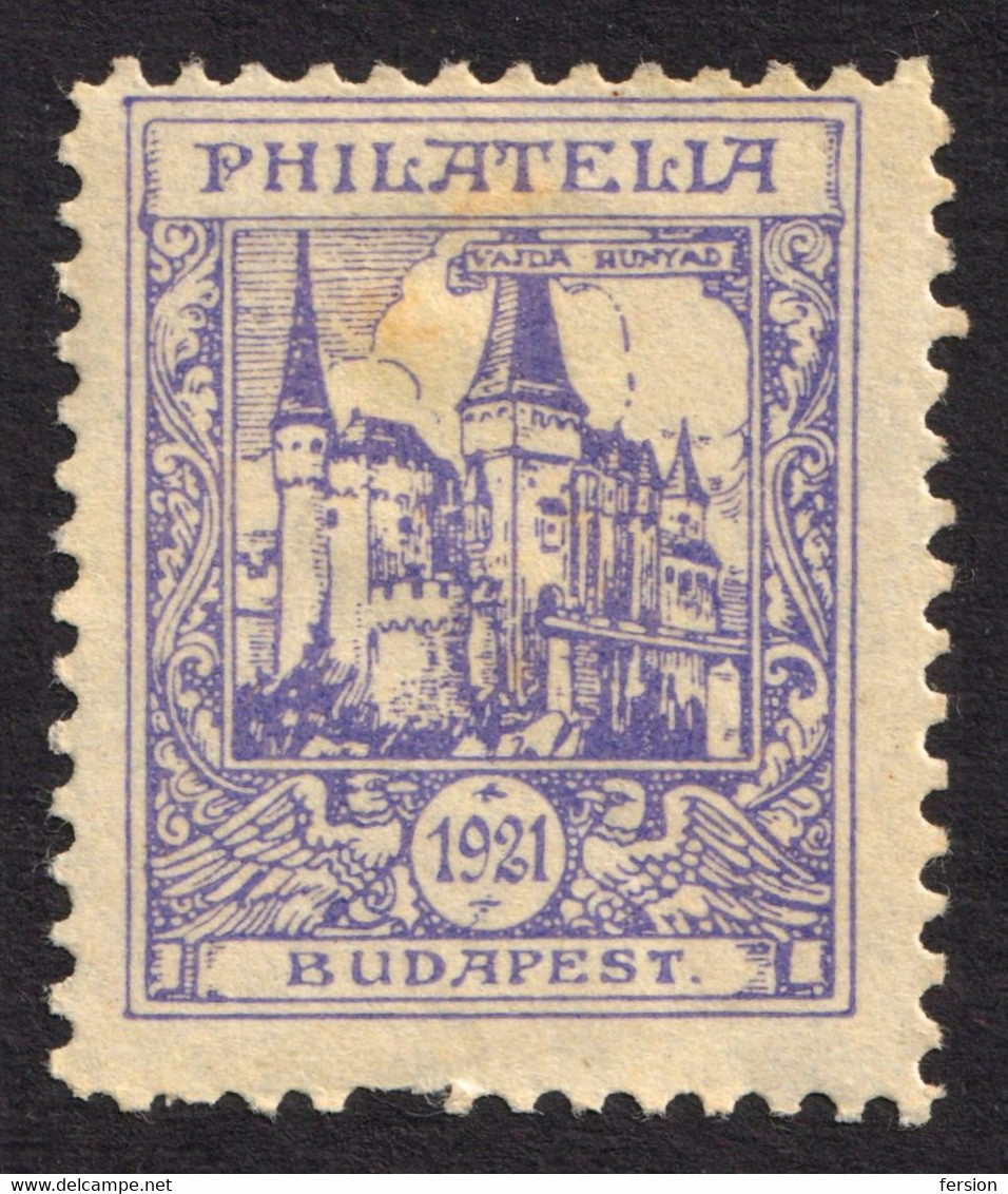 Vajdahunyad Hunedoara Castle Palace - Philatelia 1921 Romania Occupation Transylvania Hungary LABEL CINDERELLA VIGNETTE - Transylvania