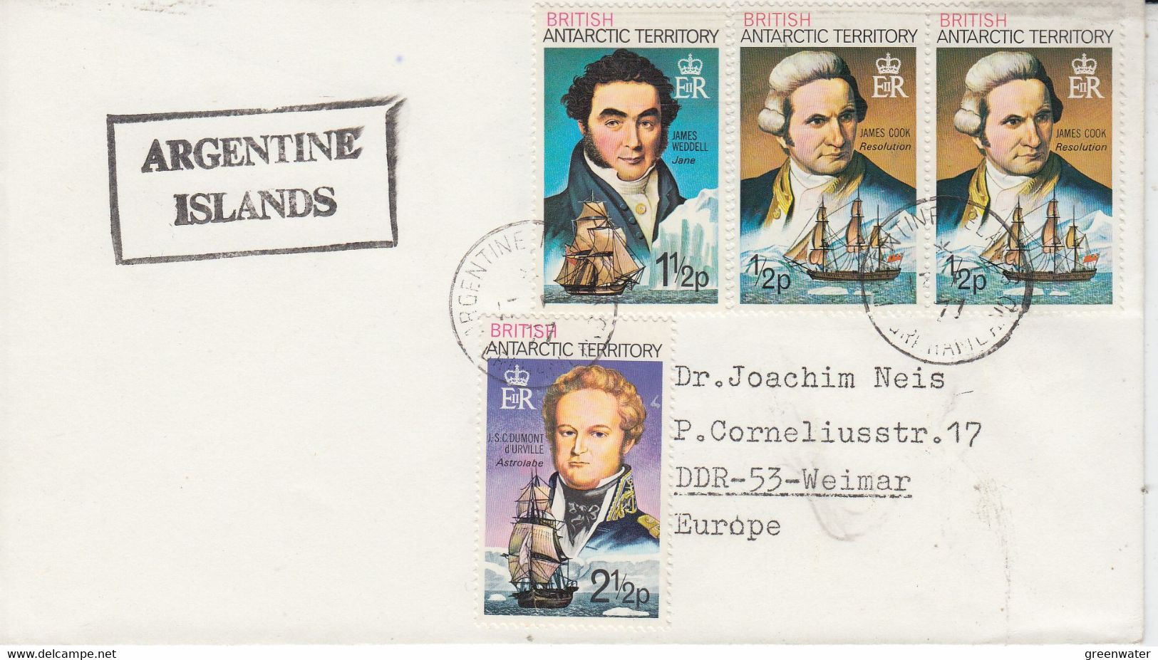British Antarctic Territory (BAT) Cover Ca Argentine Islands  Ca Argentine Island Grahamland 1977 (58264) - Covers & Documents