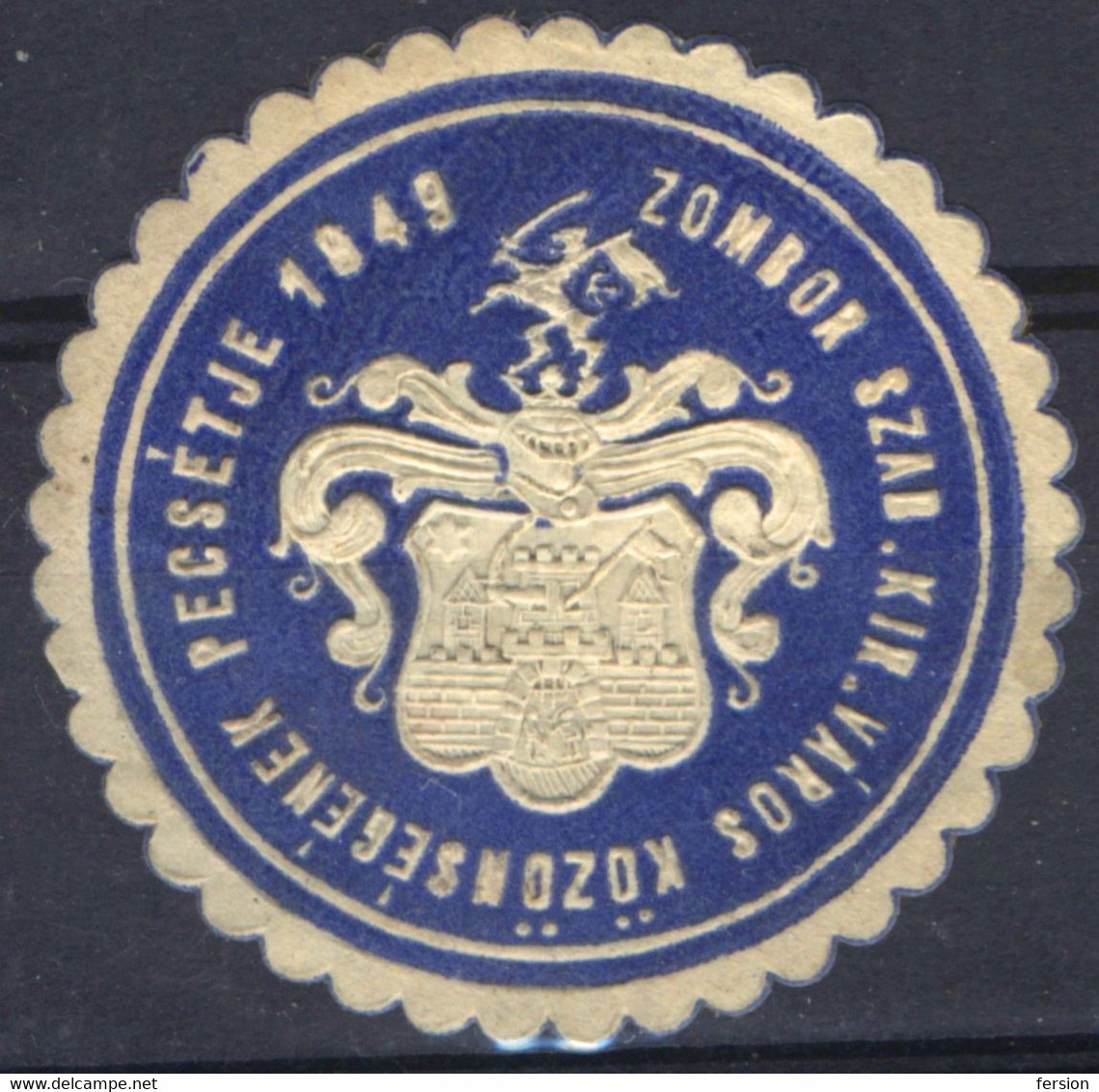 Coat Of Arms ZOMBOR SOMBOR Close VIGNETTE LABEL CINDERELLA - CITY TOWN Yugoslavia Hungary 1849 - Vorphilatelie