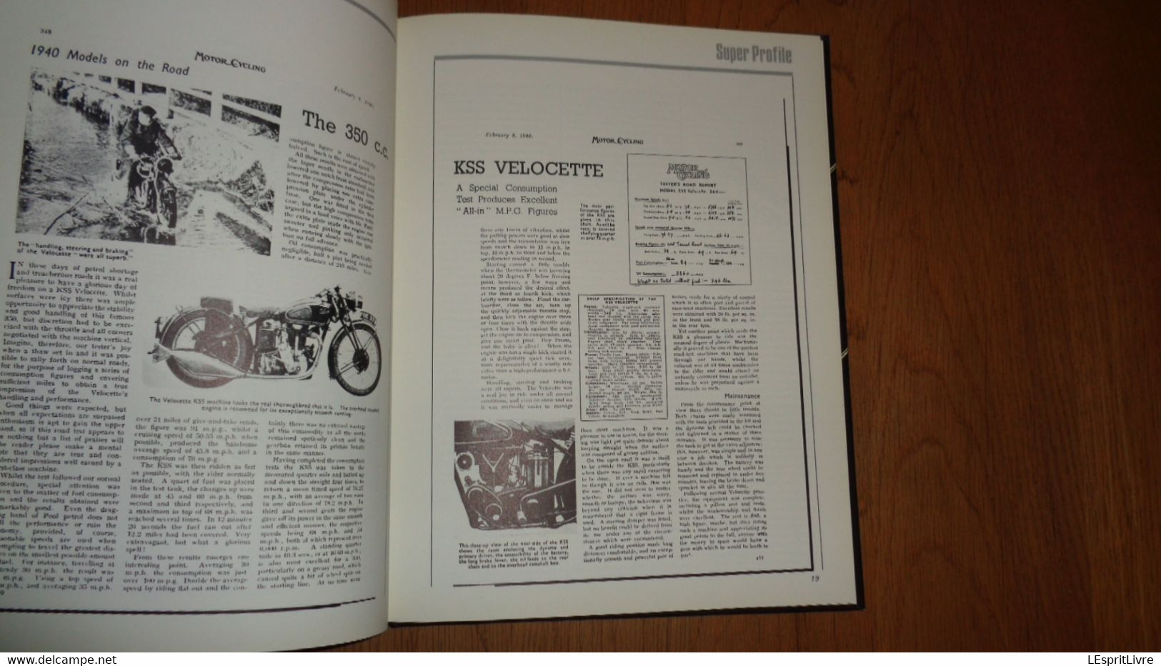 KSS VELOCETTE Super Profile Motorcycle Motocyclette Moto Motor Sport Model K 350 CC Spécification Engine