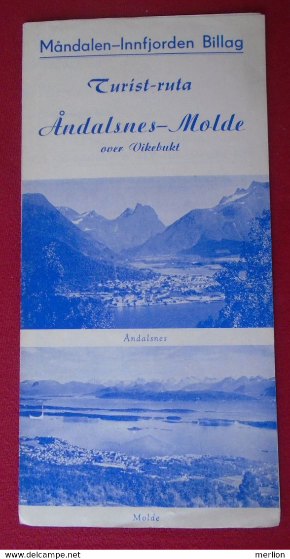 DEL009.1 Tourism Brochure - Timetable  - Andalsnes -Molde Over Vikelbukt  Bus And Ferry  1958  Norge Norway - Europe