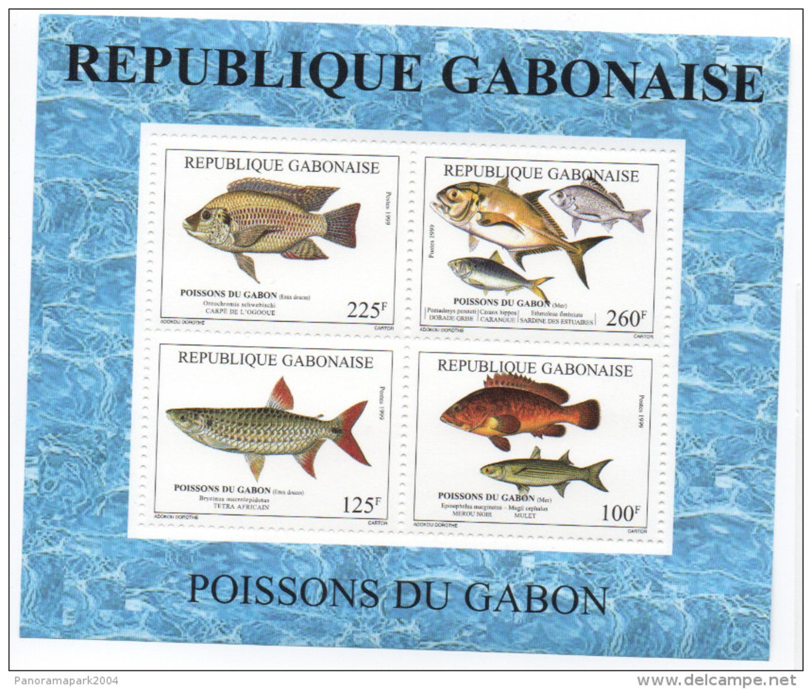 Gabon Gabun 1999 Mi. Bl. 101 Bloc Poissons Fische Fish Fishes Sealife Scarce Faune Fauna MNH** - Fishes