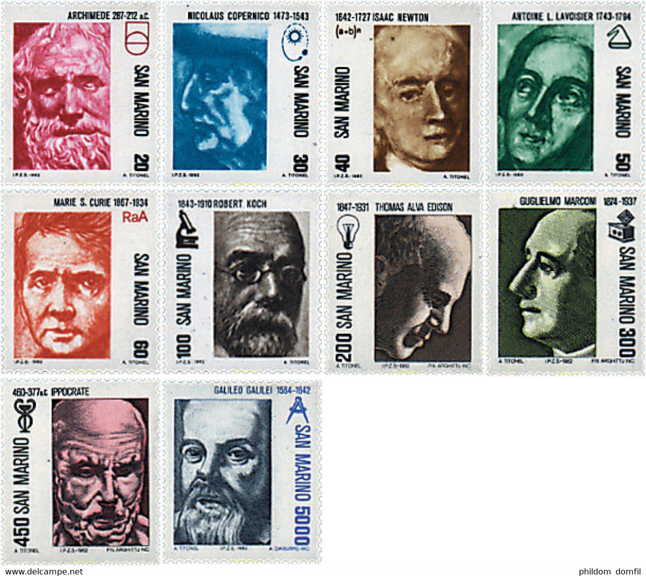 60947 MNH SAN MARINO 1982 PIONEROS DE LA CIENCIA - Used Stamps