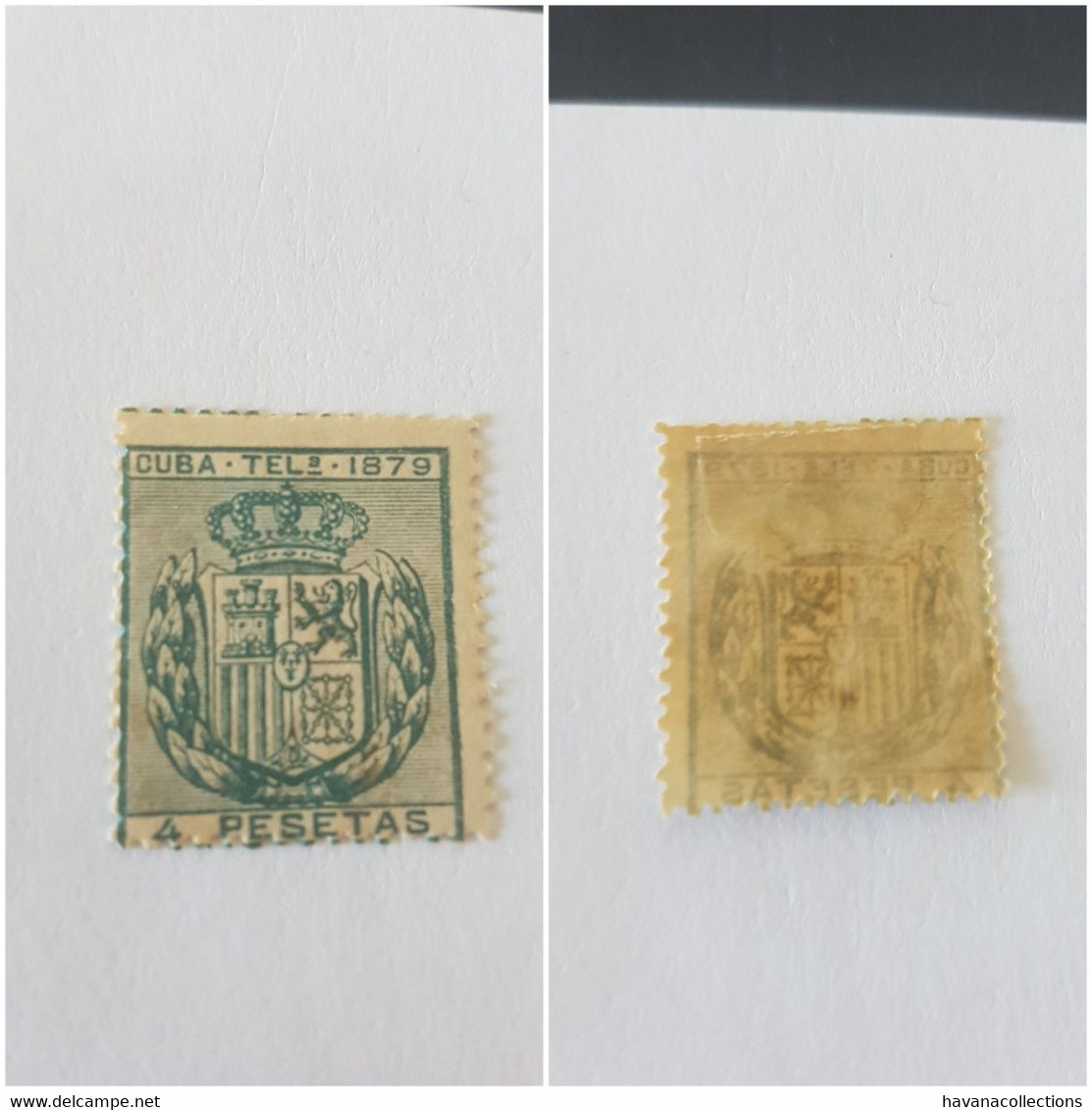 CUBA Télégraphe Telégrafos 4 Pesetas 1879 - Telegraafzegels