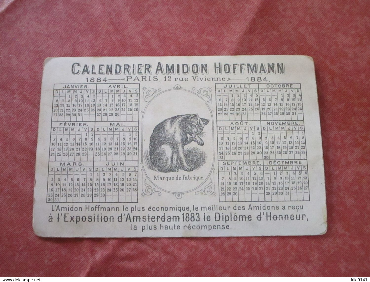 1884 - Calendrier Amidon HOFFMANN - Kleinformat : ...-1900