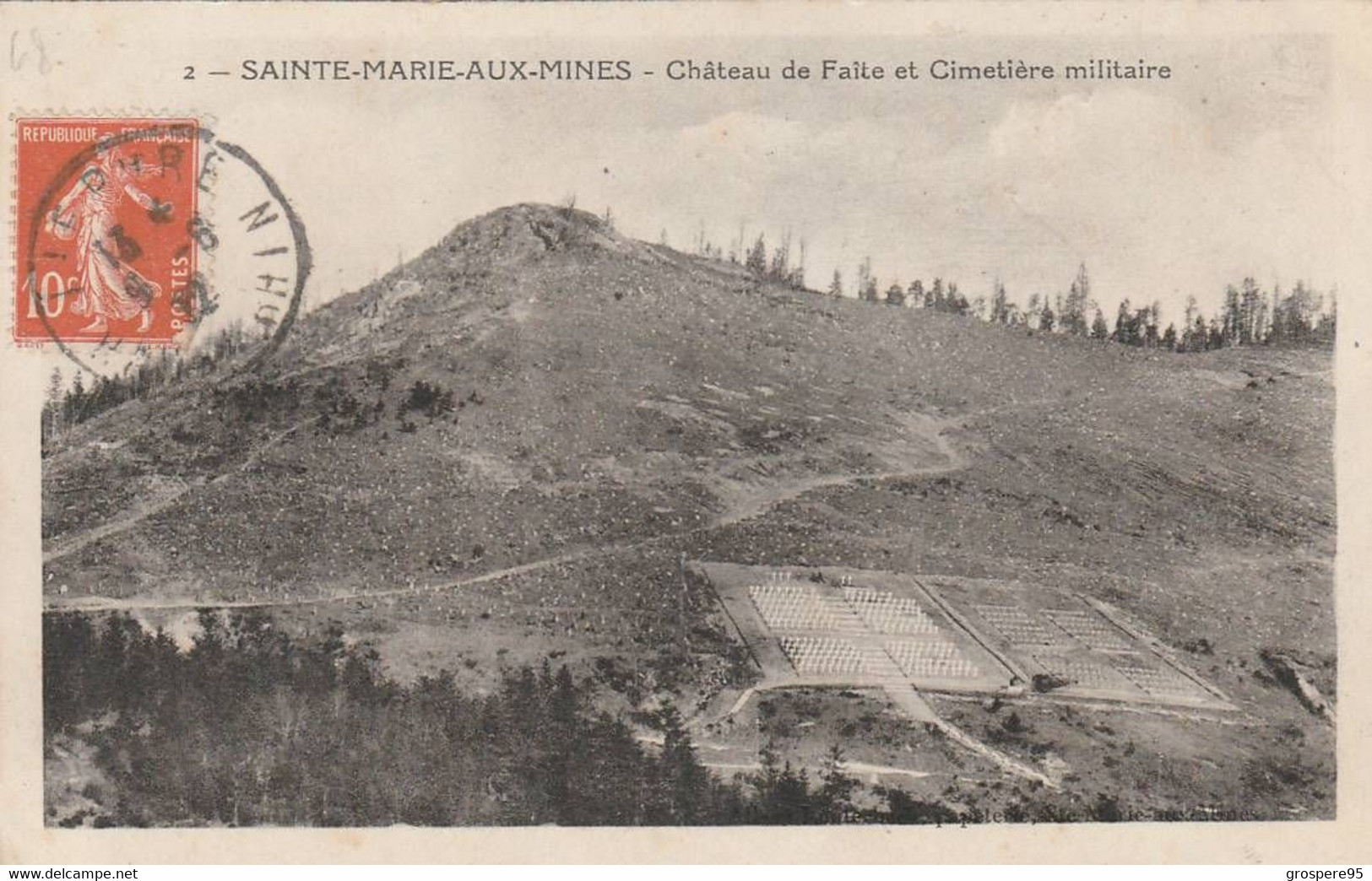 SAINTE MARIE AUX MINES CHATEAU DE FAITE ET CIMETIERE MILITAIRE AVEC CACHET TAXE - Sainte-Marie-aux-Mines