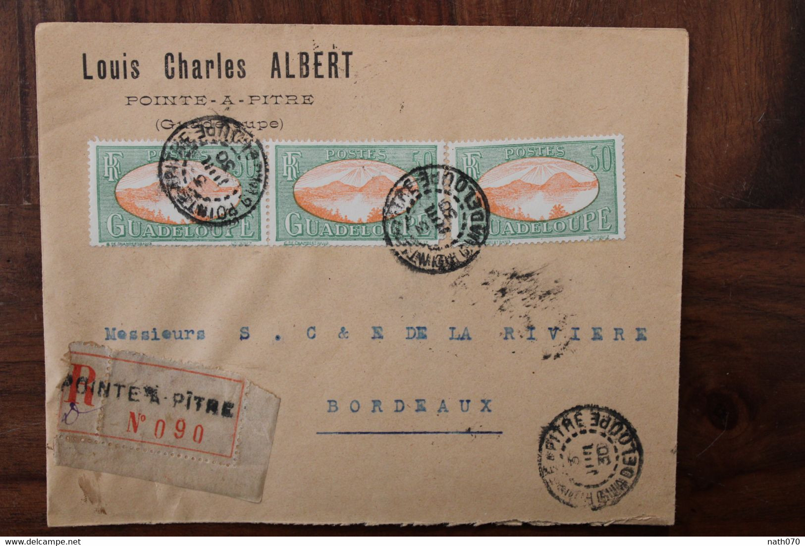 GUADELOUPE 1930 France Cover Reco Registered R Recommandé - Briefe U. Dokumente