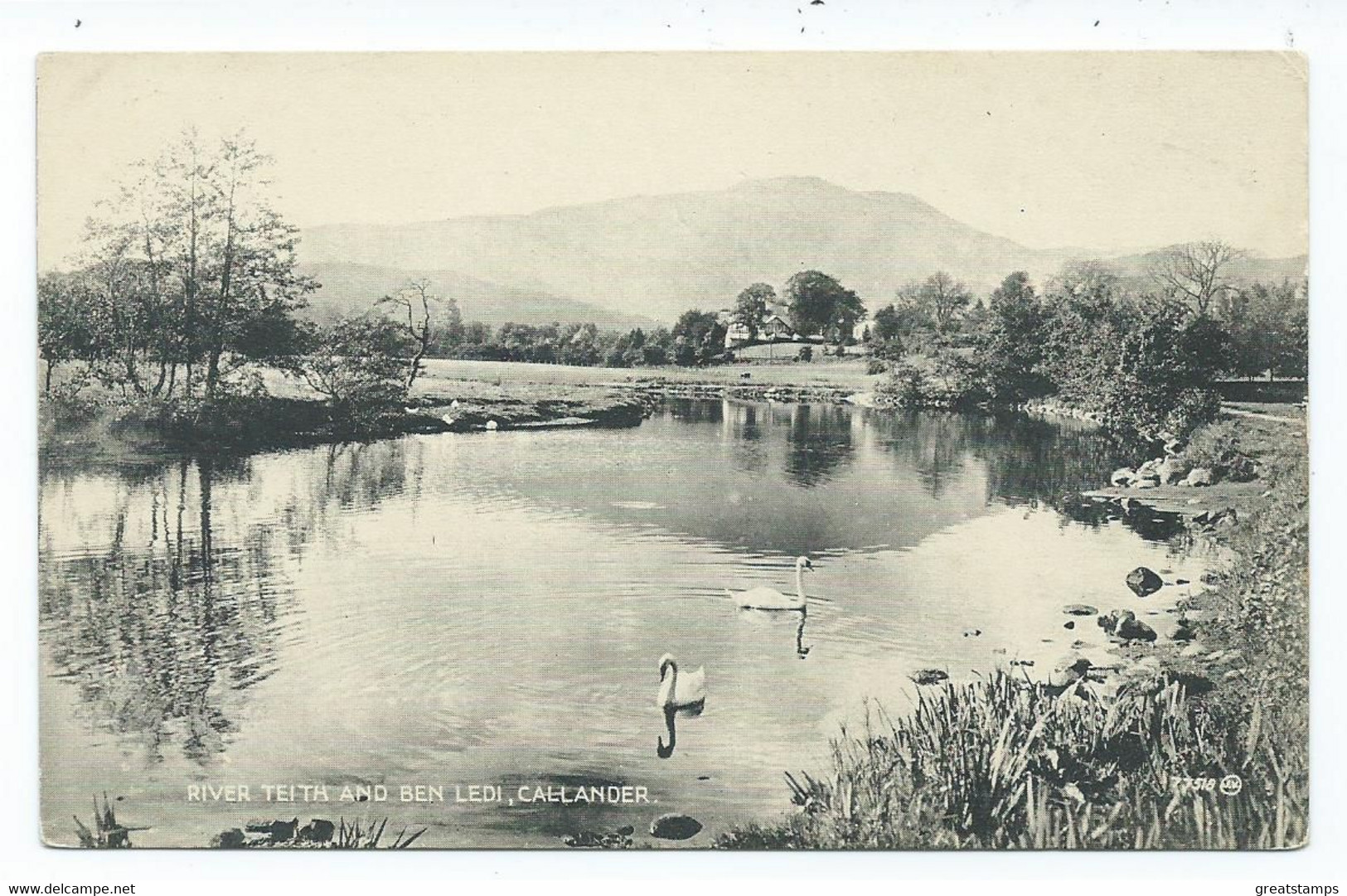 Postcard  Stirlingshire River Teith And Ben Ledi Callander Valentine's Unused - Stirlingshire