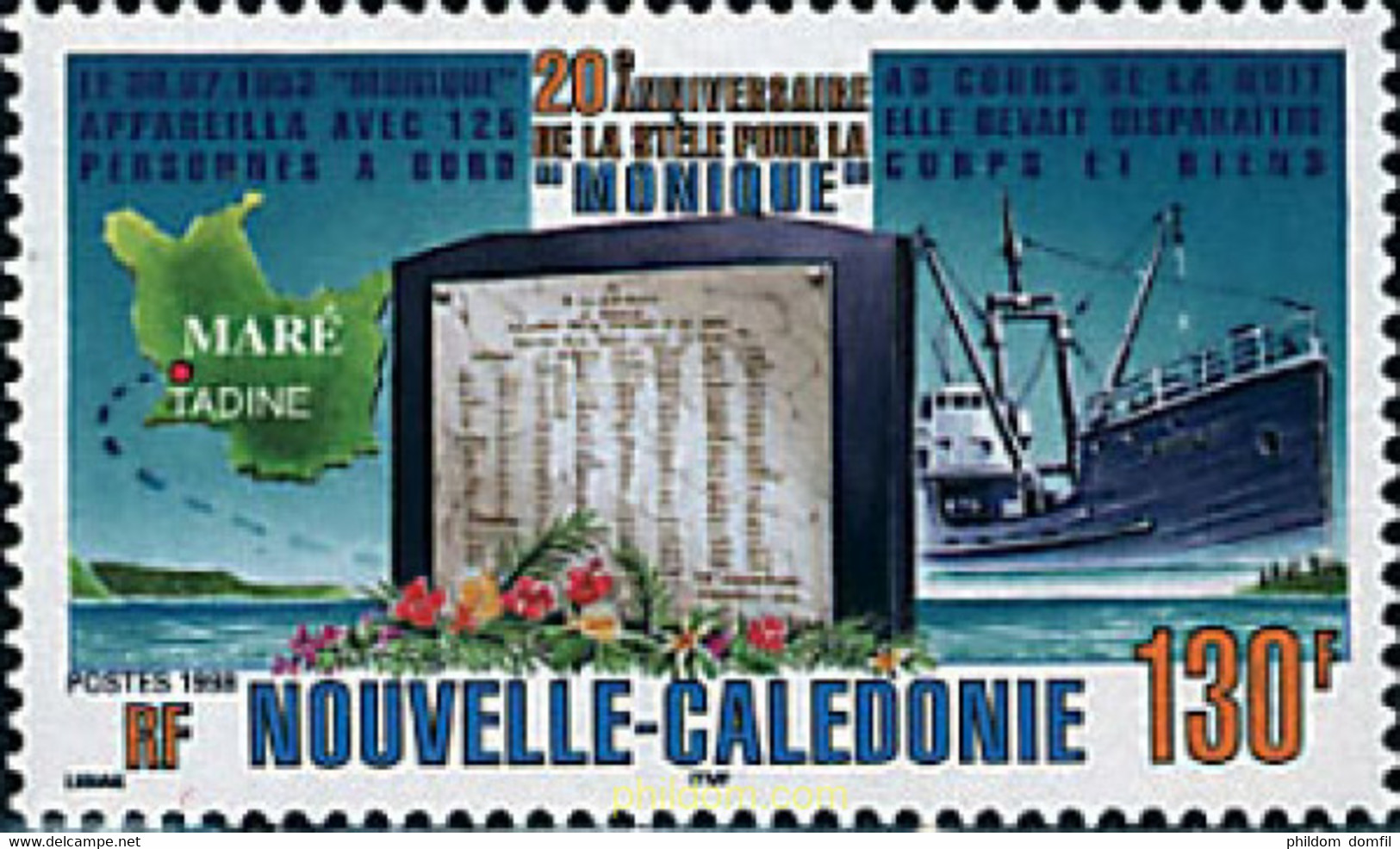 94971 MNH NUEVA CALEDONIA 1998 20 ANIVERSARIO DE LA DESAPARICION DEL BARCO MONIQUE - Oblitérés