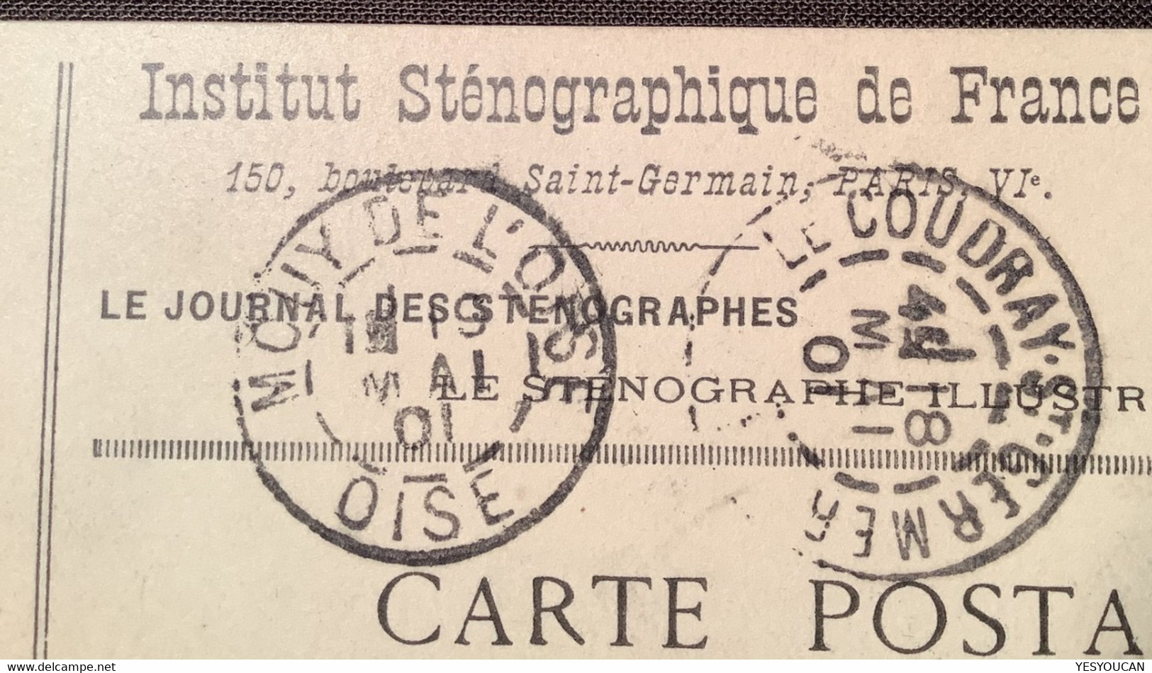 Cad LE COUDRAY ST GERMER OISE 1901 Cpa  INSTITUT STENOGRAPHIQUE DE FRANCE  Sage103 (stenography Carte Postale Duployé - 1877-1920: Semi Modern Period