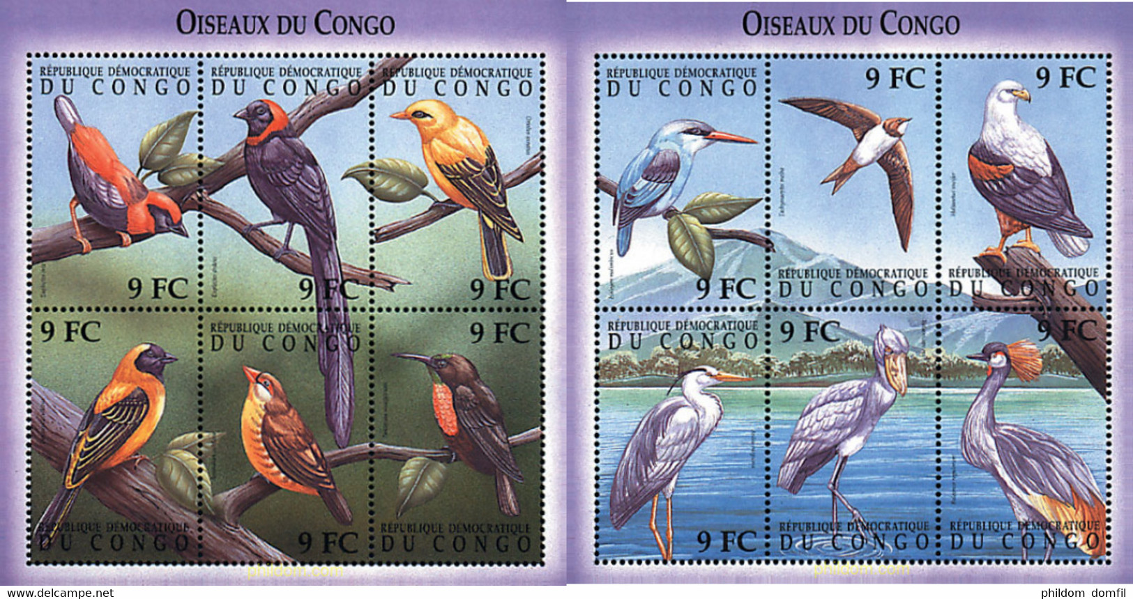 303104 MNH CONGO. República Democrática 2000 AVES AUTOCTONAS - Used