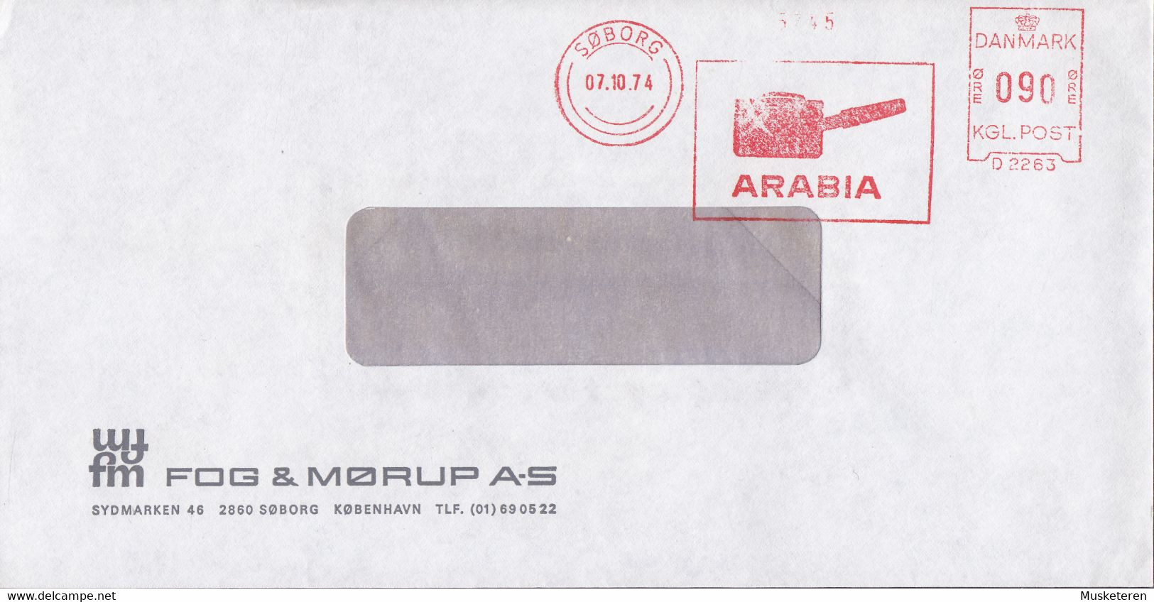 Denmark FOG & MØRUP Sydmarken 46, Slogan ' Arabia' SØBORG 'D 2263' 1974 Meter Cover Freistempel Brief - Frankeermachines (EMA)