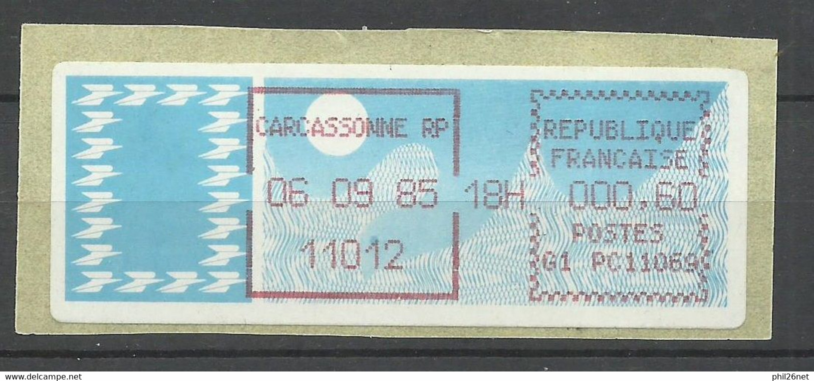 Vignette D'affranchissement. Carrier Carcassonne Le 06/09/1985 (0,60)    B/TB Voir Scan Soldé ! ! ! - 1985 Papier « Carrier »