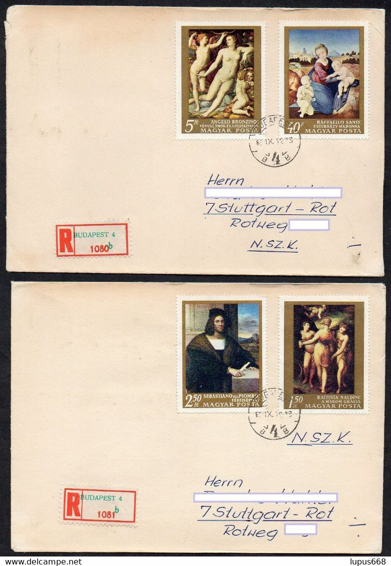 Ungarn 1968, 1969 MiNr. 2465/ 2471  Auf 3 R- Briefen/letters   Gemälde Ital. Meister - Brieven En Documenten